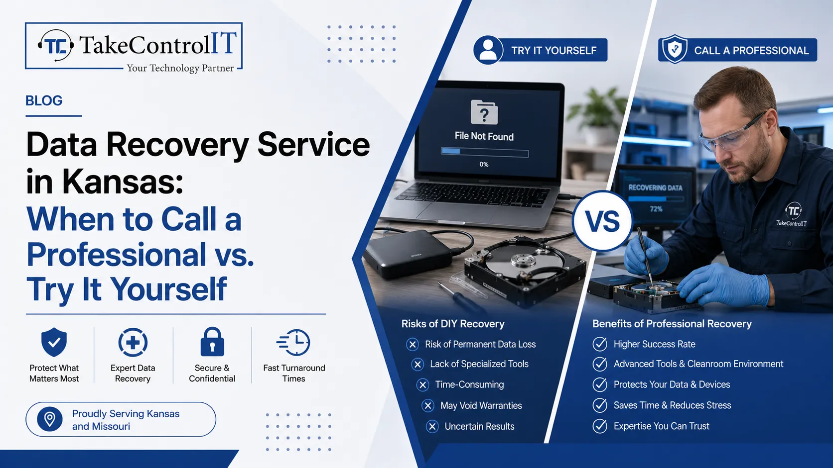 Data Recovery Service in Kansas: When to Call a Professional vs. Try It Yourself